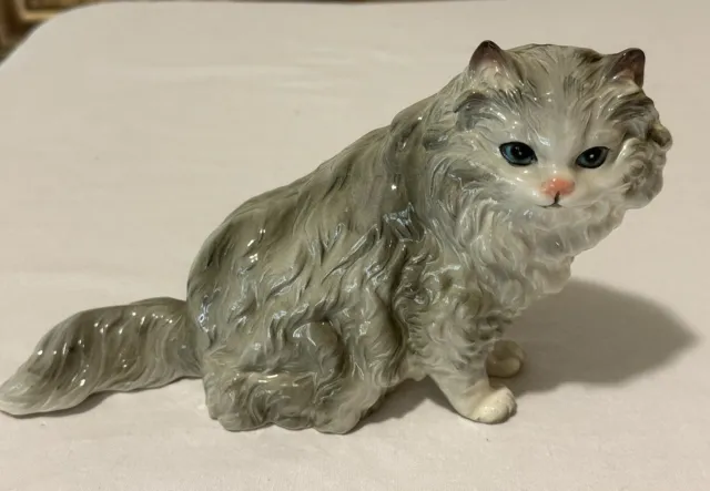 VTG 1960's Ceramic Silver Persian Cat Shafford Japan 10”x5.5”