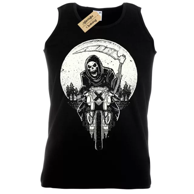 Morte Racer Canottiera Uomo Biker Gilet Rock Metal Goth Mietitore Moto Death
