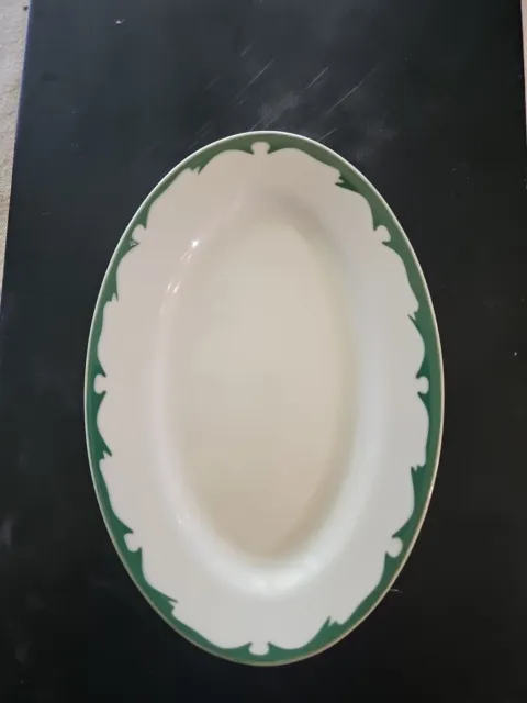 Restaurant Ware Buffalo China Oval Plates green Crest Wave 9 1/2" X 6 1/2"