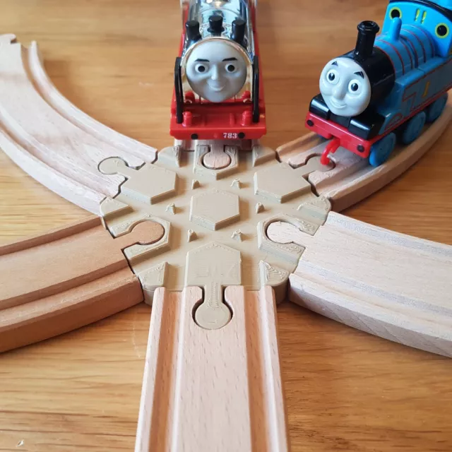 6 Way Crossing/intersection for wooden train track, fits Brio, Lillabo, Bigjigs