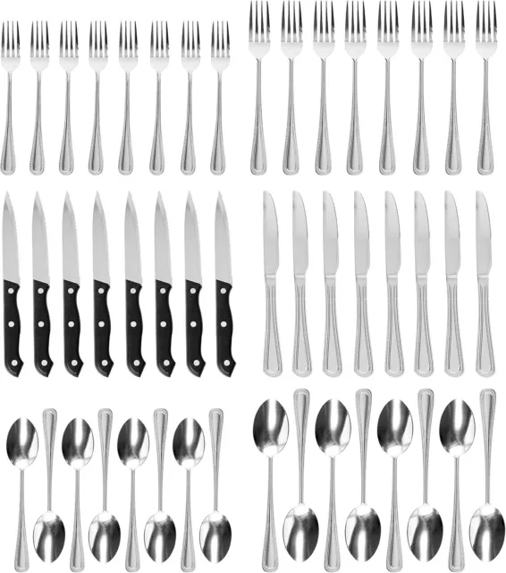 48 Pcs Silverware Set for 8 Stainless Steel Flatware Cutlery Utensil Kitchen New