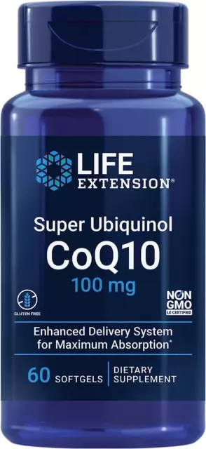 Life Extension Super Ubiquinol CoQ10 100mg Coenzyme Q10 60 Gélule Cœur Santé