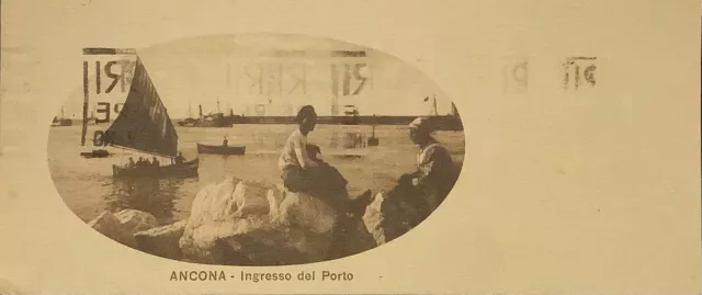 Ancona cartolina viaggiata 1928 raro formato segnalibro
