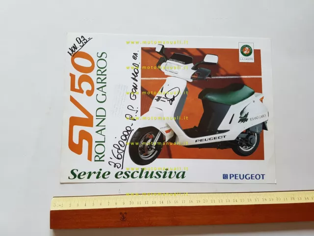 Peugeot scooter SV 50 Roland Garros 1993 depliant italiano originale