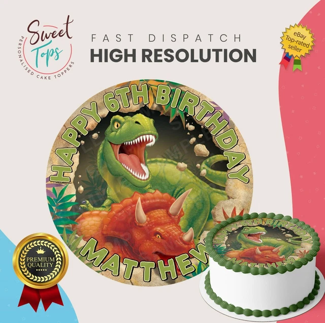 JURASSIC DINOSAUR BIRTHDAY Cake Topper Personalised Round Printed