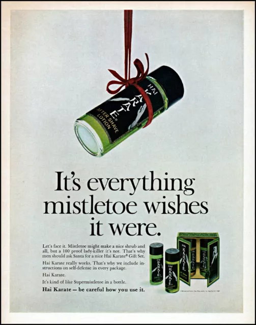 1968 Hai Karate cologne Christmas mistletoe wishes retro photo print Ad adL97