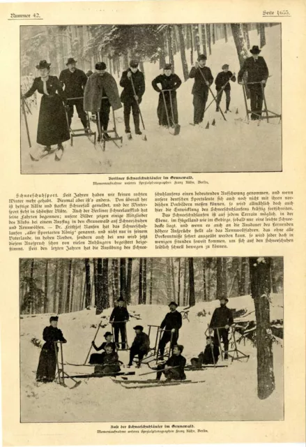 Berliner Schneeschuhläufer und Rennwolffahrer im Grunewald Bilder + Text v.1899