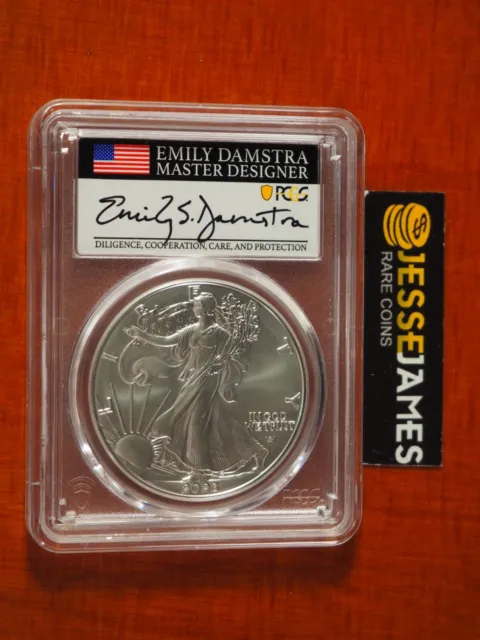 2023 W Burnished Silver Eagle Pcgs Sp70 Advanced Release Emily Damstra Signed