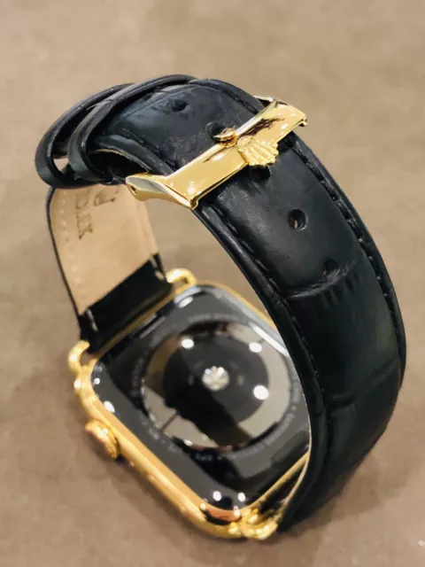 Custom 24K Gold Plated 41MM Apple Watch SERIES 8 Louis Vuitton Band LTE GPS  02