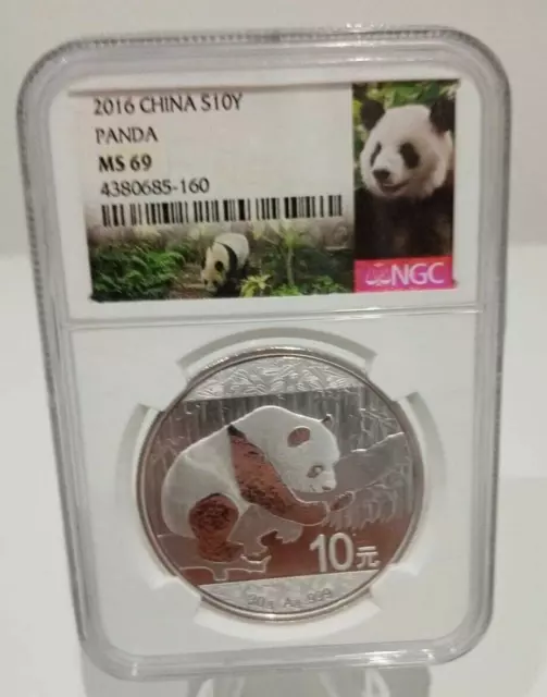 China Fine Silver Coin Ngc Ms 69  Panda 2016 Bu .999