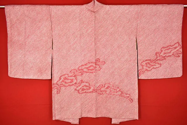 Vintage Japanese Kimono Silk Antique BORO HAORI Kusakizome SHIBORI/A158/525