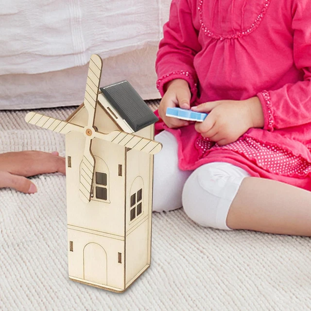 Kit De Puzzle 3D En Bois à Énergie Solaire STEM - Maison Moulin à