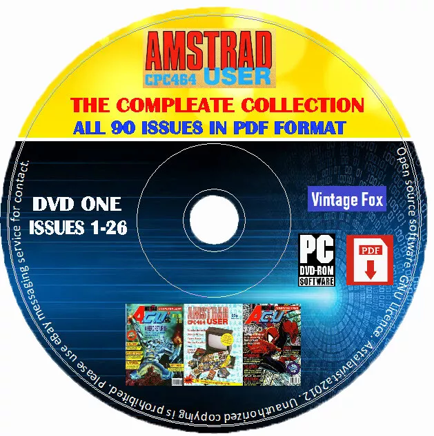 ACU Amstrad Computer User CPC464 Magazine Complete Collection 90 Issues On DVD