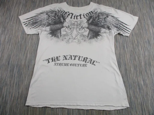 T-Shirt Affliction Herren extra groß XL Randy Couture weiß roher Rand Adler Druck