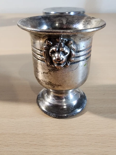 Ancien Seau à Champagne Tête De Lion En Métal Argenté - Seau à Glace Vintage