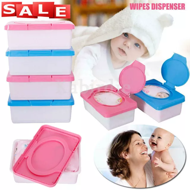 Wet Wipes Dispenser Holder Tissue Storage Box Case W/ Lid Office Home Blue Pink