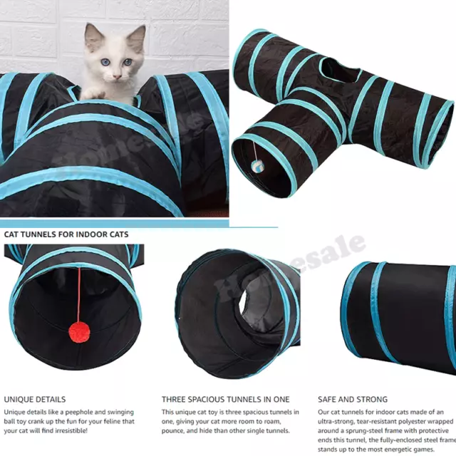 Cat Tunnel Pet Tube Collapsible Indoor Play Toy Kitten Puppy Exercising Training 3