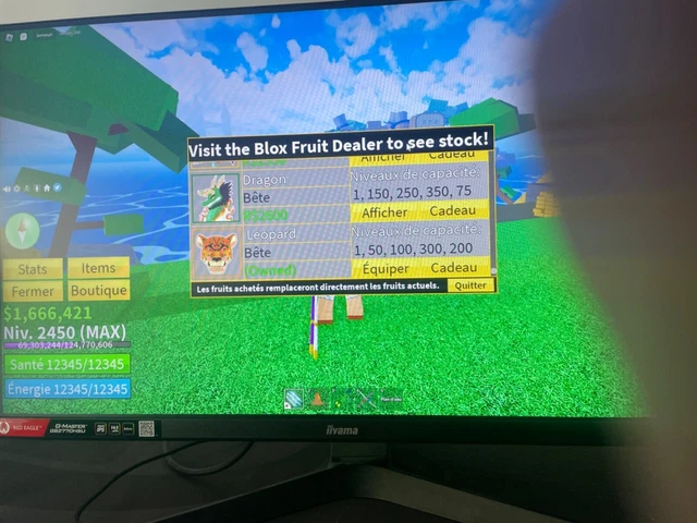 Compte Roblox Blox Fruit Avec Bouddha Et Dough, Perm, Niveau Max, Skins, Toutes Les V4 - État Comme Neuf