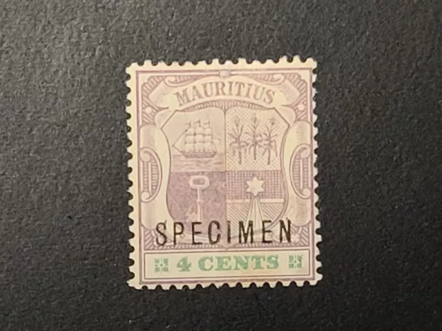Mauritius Kgvi Specimen Stamp 4 Cents Coat Of Arms Mint Nice Old Specimen Stamp 