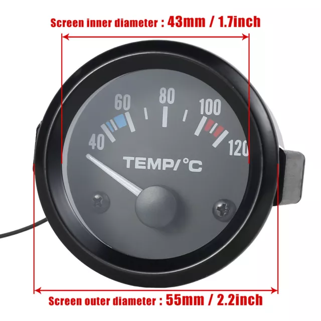 2" 52 mm Car Auto Digital LED Water Temp Temperature Gauge Kit 40-120℃ ^ 3