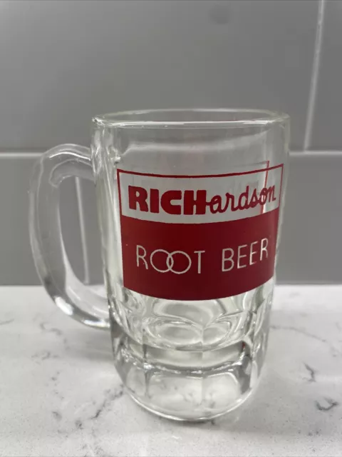 Vintage RICHardson ROOT BEER, Thick Walled, Clear Glass Root Beer Mug