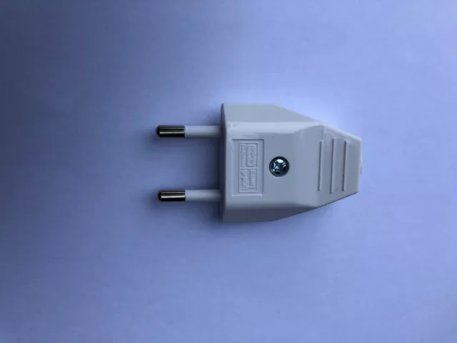 Rewireable WHITE 2 pin European EU mains plug 10A 250V