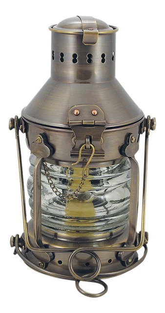 Ankerlampe mit Petroleumbrenner Schiffslampen Messing, antik Ø=12cm
