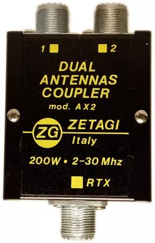 ZETAGI AX2 DUAL ANTENNA COUPLER Antenna Switch Coax 2 Radio to 1 Antenna