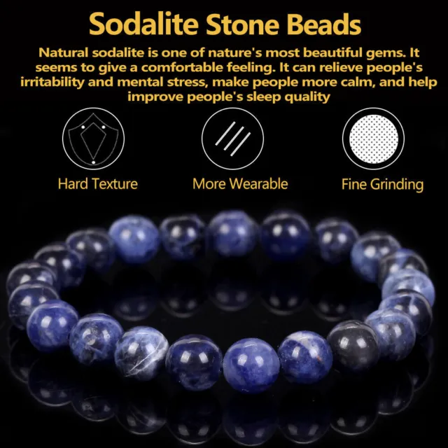 Bracelet en pierre naturelle Sodalite Lithothérapie Perle Thérapeutique