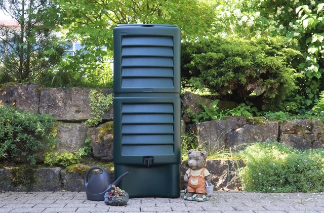 REGENTANK REGENFASS REGENTONNE Wasserfass grün 200 Liter ohne Zubehör