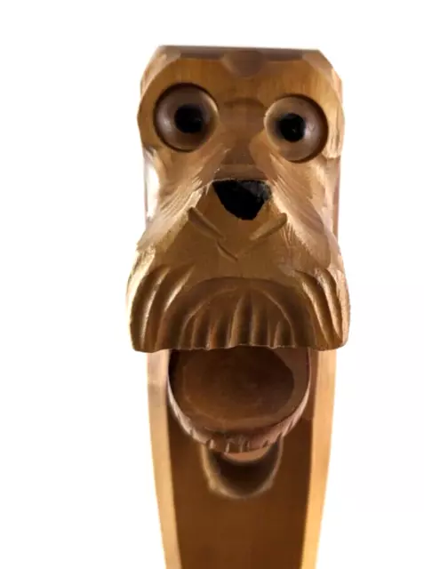 Vintage Hand Carved Wooden Dog Nut Cracker Terrier