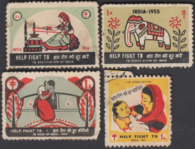 Indischem Helfen Flight Tuberculosis Madizin 4 V Gebraucht Plakat Briefmarken