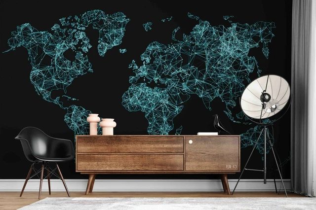 3D ABSTRACT WORLD Map Wallpaper Wall Mural Self-adhesive Removable 520 ...