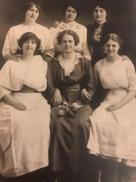 Antique Vintage Postcard RPPC Ladies Photo Holding Flowers Unused Black White