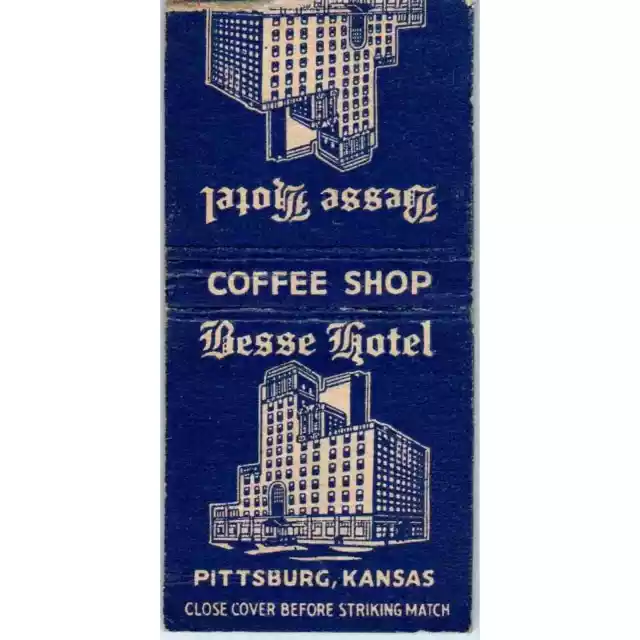 Besse Hotel Coffee Shop Pittsburg Kansas Advertising Matchbook Cover SA9-M1