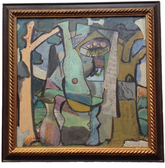 Early 20th Century Cubism Circle Andre LHOTE Landscape Trees Guitar Gouache