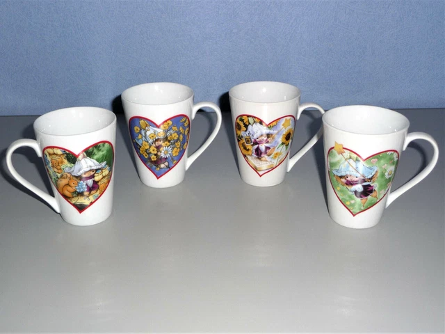 Wunderschöne Porzellan Kinder Pot Tasse 4er Set Feen Elfen Motive WIE NEU