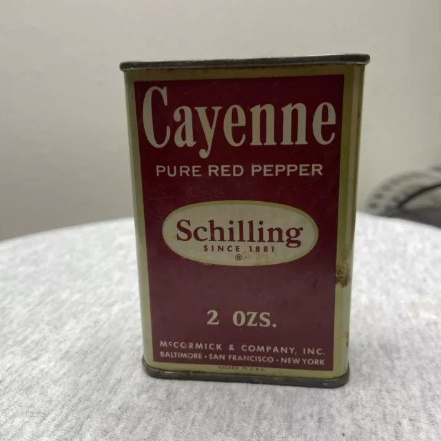 Vintage 1930's Schilling Cayenne Red Spice Tin - 2 oz.  pb157