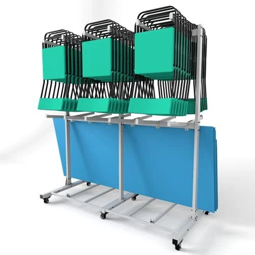 Folding Chair Cart, Folding Table Cart, Folding Chair Rack for Double Grey Cart