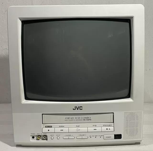 VINTAGE JVC 13& CRT TV VCR Combo White Retro Gaming Television TV ...