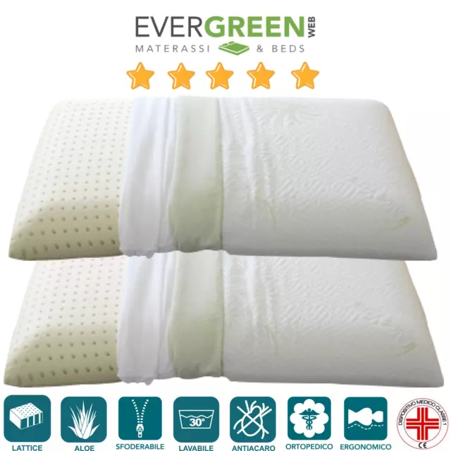 Cuscino Lattice o Memory Foam Tessuto Aloe Vera Altezza 9-12-18 cm Sfoderabile