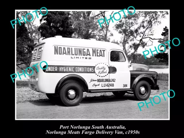 OLD 8x6 HISTORIC PHOTO OF PORT NORLUNGA Sth AUST BUTCHERS VAN FARGO c1950s 1