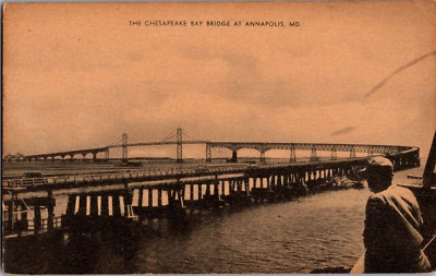 1930'S. The Chesapeake Bay Bridge At Annapolis, Md. Postcard Qq15