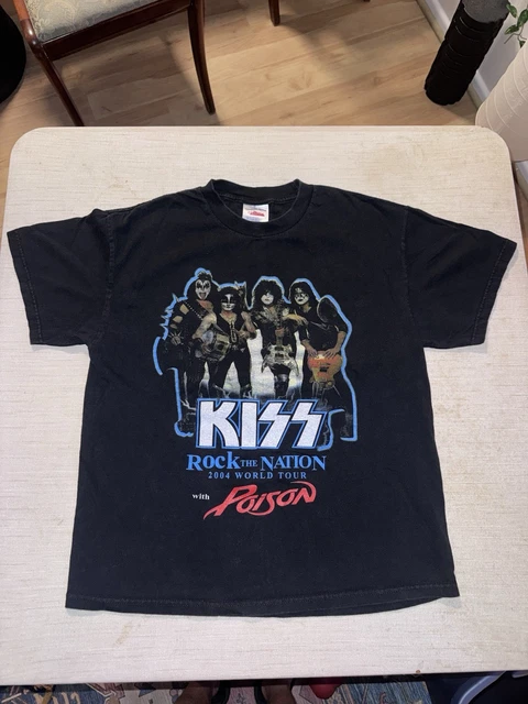 VINTAGE KISS 2004 Men's L Rock The Nation Tour Shirt W/ Poison