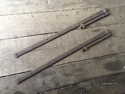 Antique Strap Hinges. 38 ½”. Forge welded. Extra long. Large. Hand forged