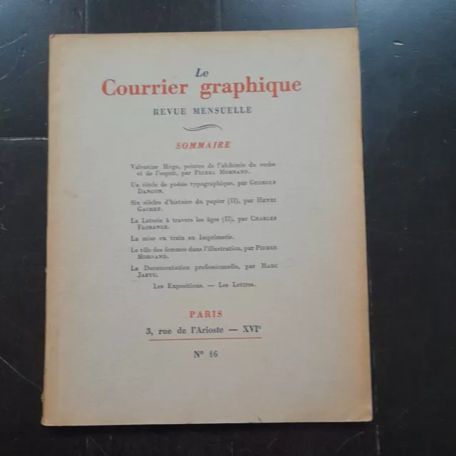 Le Courrier Graphique Revue Des Arts Graphiques N° 16 1938