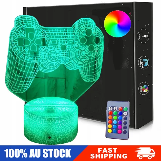 3D Illusion Gamepad LED Night Light 16 Color Touch Remote Table Desk Lamp Gifts
