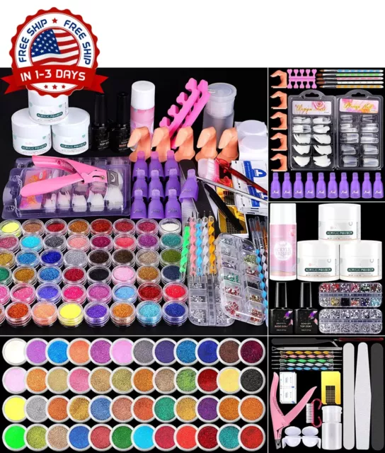 Paquete De Uñas Acrilicas Kit Profesional De Esmalte Para Pinceles Set Rutilar