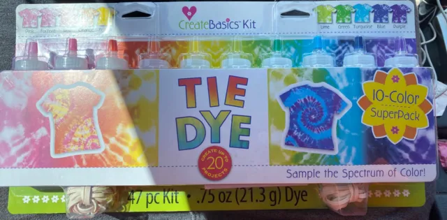 Create Basics Tie Dye Kit, 47 Piece 10 Color Super Pack - Fast Ship