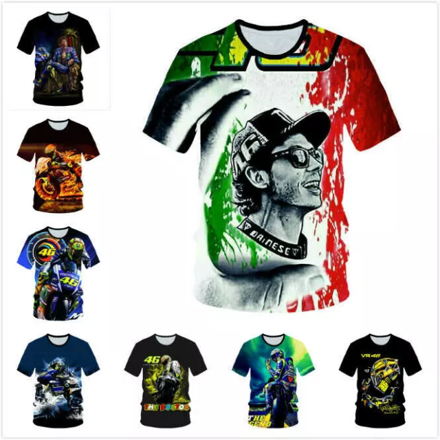 VR46 Valentino Rossi Motorbike 3D Casual T-Shirt Women Men Kids Short Sleeve New 3